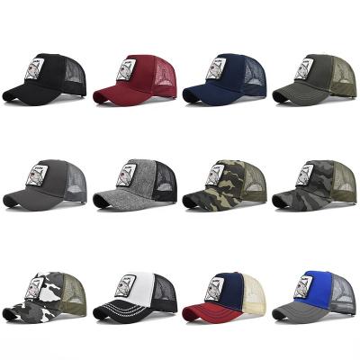 China JOINT Wholesale Farm Animal Embroidered Logo Snapback Cap Men Camo 5 Panel Mesh Baseball Trucker Hat for sale