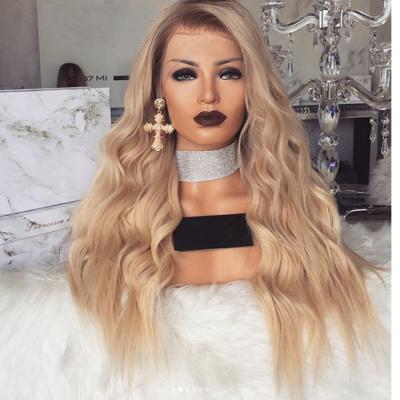 China Hot Style Barely Shedding Thick Soft Soft Dyed Synthetic Human Wig Mid Length Curly Hair Ladies Big Wig For Women for sale