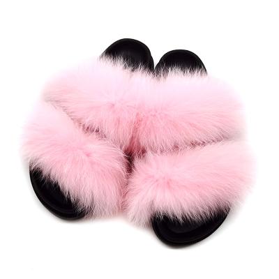 China Fashion Trend Open Toe Candy Color Women Fur Slippers Strap Fashion Comfortable Thick Unique Slippers Both for sale