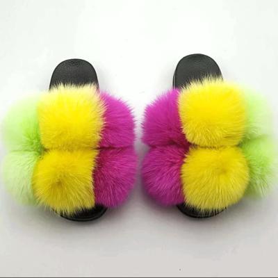 China CUSHIONING Professional Casual Flat Slip Design Child Girl Fluffy Slippers Children Class Fur Slippers for sale