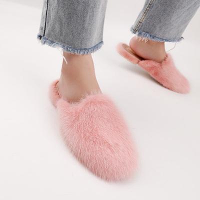 China Fashion Trend Women Plush Slippers Cheap Home Indoor Soft Anti-skid Fur Slides Warm Winter Bedroom Slippers for sale