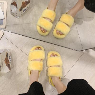 China CUSHIONING Fashion Faux Fur Slippers Slides For Women Open Fur Indoor Outdoor Slipper Luxury Warm Toe Slippers for sale