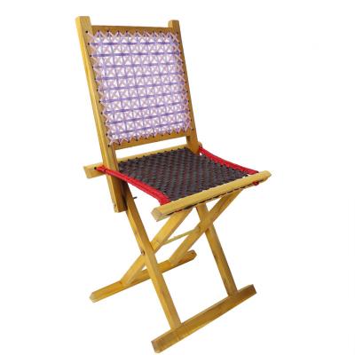 China Outdoor camping leisure folding chair solid wood multifunctional handmade Chinese traditional woven woven stool with backrest for sale