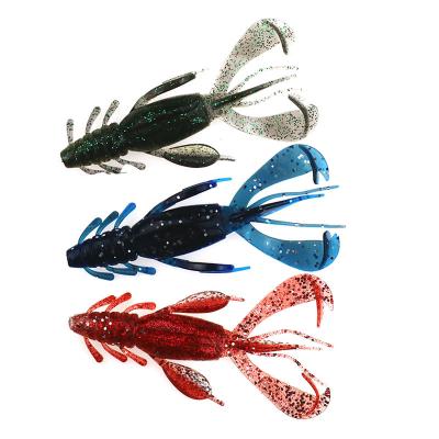 China 2022 Factory Hot Selling Soft Silicone Swimming Action 10cm 10.5g 4pcs/bag Vivid Fish Wholesale Soft Crayfish Shrimp Fishing Lure for sale