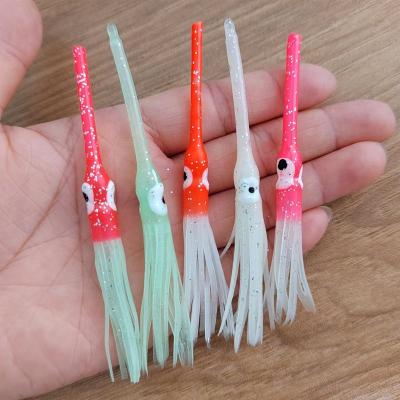 China Silicone 9cm No Hooks Soft Plastic Baits Luminous Jigging Lures Needle Octopus Skirt Squid Lures Saltwater Jigs Soft Bait for sale