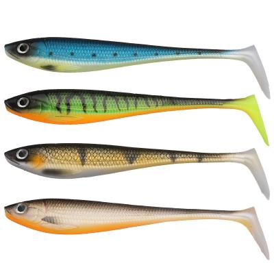 China Wholesale Silicone Lure 5pcs/Bag Bionic Soft Lure 90mm Soft Worm 5.5g Fish Fishing Lure Silicone T-tail Swimbait Bass Bait for sale