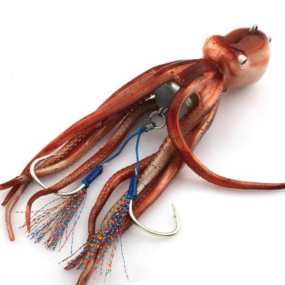 China Head 180-300g Lead Lead Luminous Octopus Casting Fishing Lure Squid Skirts Lure Glow Ink Octopus Plastic Soft Trolling Bait For Saltwater for sale