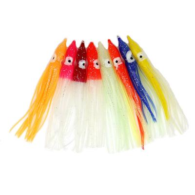 China Wholesale 12cm 4g Silicone Non Snag Luminous Squid Skirts Building Lures Marlin Tuna Mahi Big Game Saltwater Fishing Trolling Lures for sale