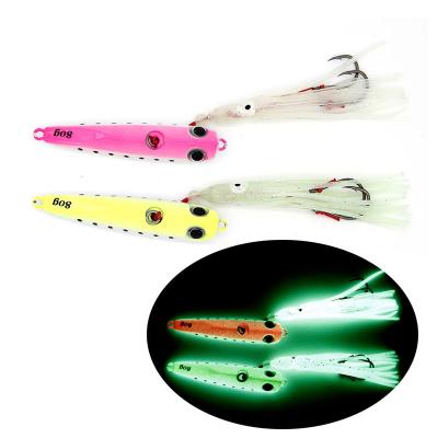 China Metal Hook Lead+PVC 80g 100g Double Jig Octopus Leure Head Jig Skirt Primer Soft Flat Iron Fishing Jigging Lures for sale