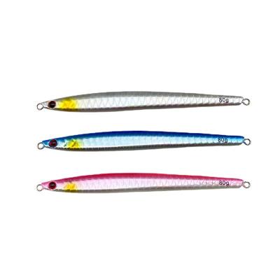 China Bright Alloy 80g 100g 120g Deep Sea Speed ​​Jig Lead Metal Casting Vertical Long Lead Fast Sinking Build Fishing Lure For Saltwater for sale