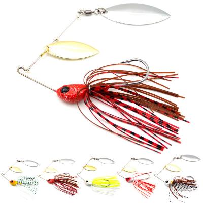 China Durable Metal Head Lead Jig Skirt 12g 18g Metal Spinner Rubber Basting Baits For Bass Fishing Lures Buzz Bait for sale