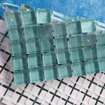 China Parquet Crystal Glass Mosaic Silicone Stick non Mesh Glass Tiles Mosaic for sale