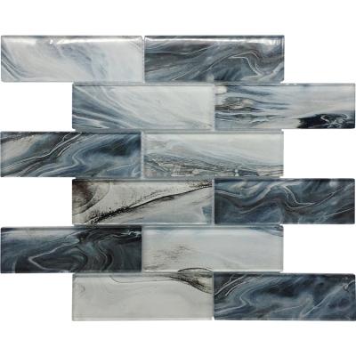 China Parquet Gray Mosaic Laminated Glass Mosaics blue for sale