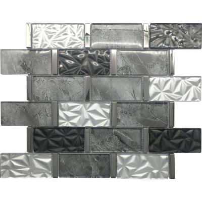 China Kitchen Backsplash Parquet Laminated Glass Mosaic Strip Mosaic Slabs for sale