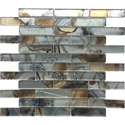 China Modern Mixed Parquet Laminated Glass Mosaic Slabs for sale