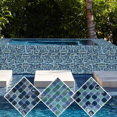 China Modern design pebble glass mosaic flooring tiles for swimming pool for sale