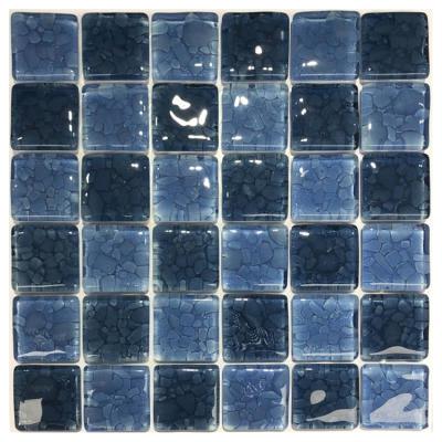 China Parquet 8mm Thickness Mosaic Pebble Pool 3d Glass Mosaic Slab for sale