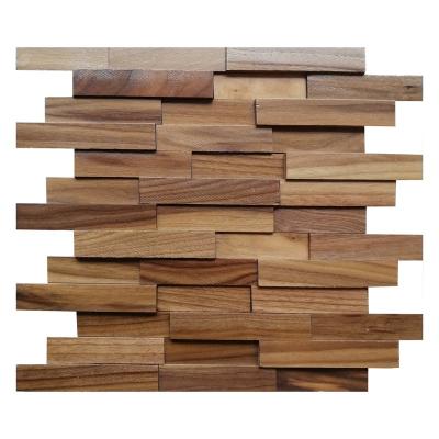 China 3D Parquet Effect Uneven Surface Strip Wood Mosaic Slab Pieces Suppliers for sale