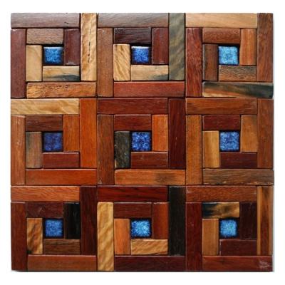 China Outdoor Parquet 3D Bathroom Walls 8Mm Thick Solid Wood Flooring Mosaic Slab for sale