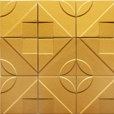 China Exterior Yellow Parquet 3D Cement Curved Slabs Mosaic For Kitchen Backsplash for sale