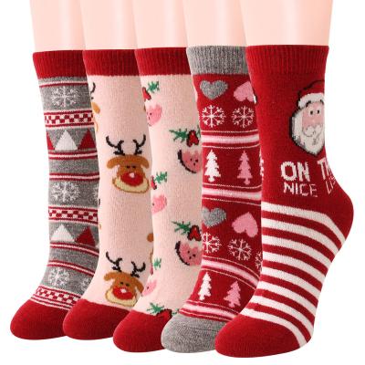 China High Quality Breathable Knit Knock Off Women Christmas Socks Cartoon Gift Multi Designed Christmas Stocking Women Girls for sale