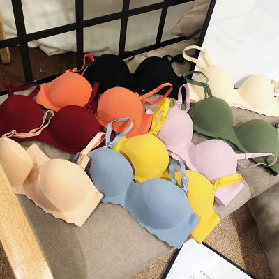 China QUICK DRY candy color traceless underwear comfortable and creative hollow out breathable gathered bra for sale