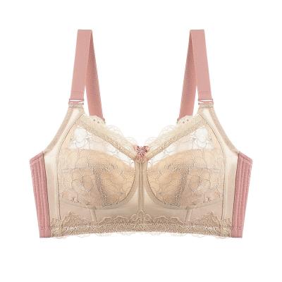 China New Lace Sexy Women QUICK DRY Cavity Bra Smooth Deep V Bra With Steel Ring Embroidery Bra Set for sale