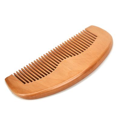 China Portable Hot Sale Salon Peach Beard Bamboo Biodegradable Wide Tooth Pocket Hair Grooming Wooden Comb for sale