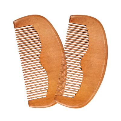 China Hot Selling Portable Pocket Natural Peach Salon Private Label Lice Beard Wooden Hair Comb for Barber Salon or Travel for sale