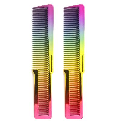 China Salon Wholesale Portable Glare Plated Rainbow Color ABS Hair Comb Hair Cutting Comb for sale