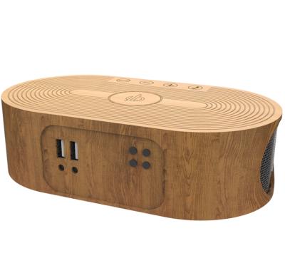 China New wooden instruments, innovative wooden audio speakers with led clock +qi wireless phone charging station for sale