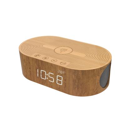 China 2016 new product new product alarm clock type bluetooth speaker wood material alarm clock bluetooth speaker for sale