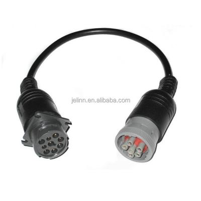 China J1939 Type 1 Universal German 9 Pin Male with Square Flange to J1708 6 Pin Female Cable for sale