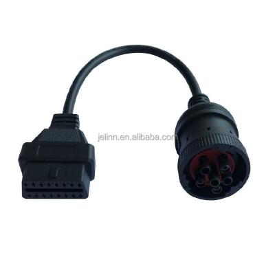 China Diagnostic Fault Code German 6 Pin J1708 Female To OBD2 OBDII 16 Pin J1962 Female Cable for sale