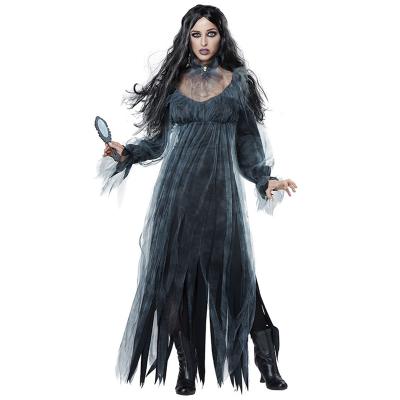 China Polyester Halloween 2021 Dress Cosplay Costume Women The Black Ghost Angel Witch Bride Dress for sale