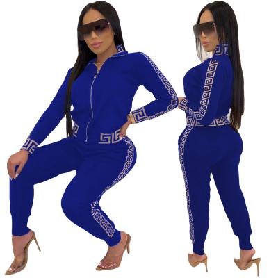 China Plus Size Fashion Women Casual Long Skinny Pants Printed Two Piece Sets Women Clothing for sale