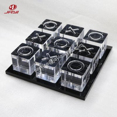 China JAYI Factory Block XO Acrylic Tic Tac Toe Board Game Set Custom Solid Acrylic Lucite Chess Board Game for sale