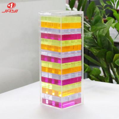 China JAYI Lucite Acrylic Custom Stack Up Classic Tower Game Acrylic Building Blocks for sale