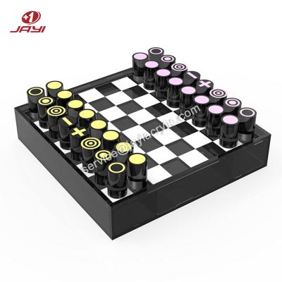 China JAYI Lucite Chess Board Game Acrylic Decorative Acrylic Chess Set Set with Storage Box for sale