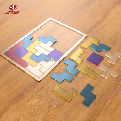 China Toy JAYI Educational Custom Acrylic Puzzle Model Blocks Russian Building Toy Tangram Shape Jigsaw Puzzles Brain Teasers Game 3D for sale