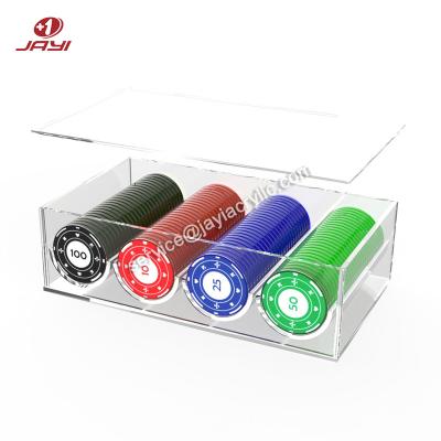 China JAYI Lucite Clear Acrylic Poker Chip Box Tray Luxury Eco-Friendly Poker Case For 100 Pieces Poker Chip for sale