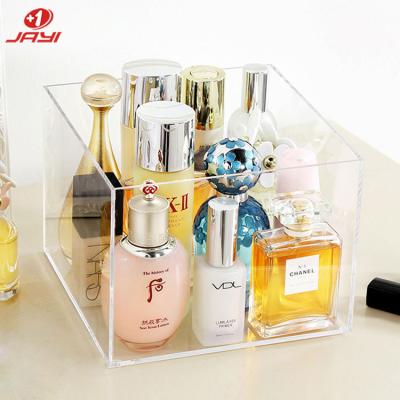 China Wholesale Custom Gift JAYI Clear Acrylic Make Up Storage Box Cosmetic Transparent Square Acrylic Makeup Organizer for sale