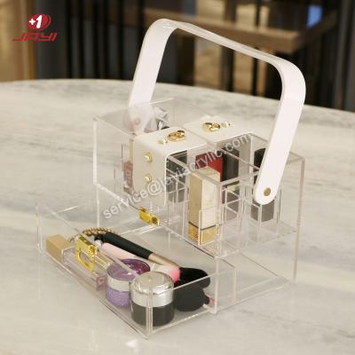 China JAYI Acrylic Jewelry Display Clear Travel Makeup Organizer Box Multifunction Cosmetics Storage Women With Drawers for sale