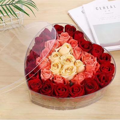 China JAYI Crystal Eternal Acrylic Heart Shaped Luxury Waterproof Gift Flower Clear Box for sale