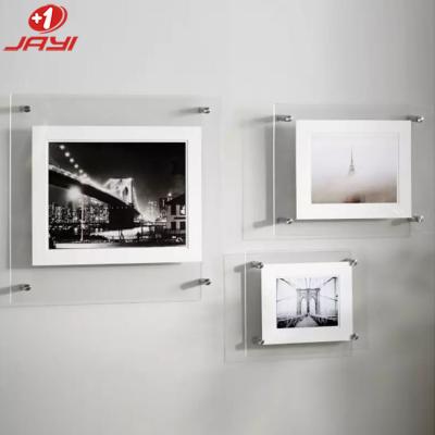 China Custom Clear 8.5X11/11X8.5 Acrylic Wall Mounted Sign Holder JAYI Wall Mounted Sign Holder Photo Frame For Poster for sale