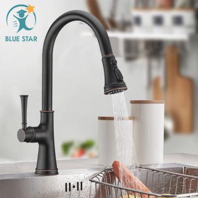 China Pull Out Spray Hot And Cold Water Flexible Hose For Kitchen Faucet Kitchen Sink Type 304 Stainless Steel With Pull Out Spout Black Color Sale for sale