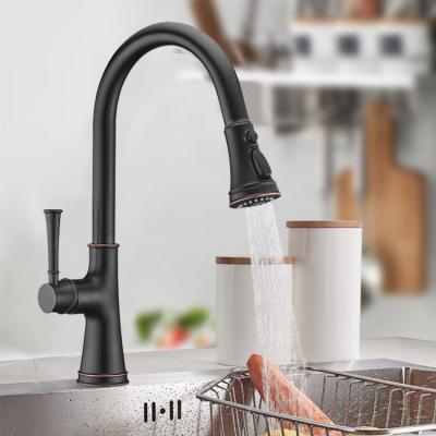 China Pull Out Spray Hot And Cold Water Flexible Hose For Kitchen Faucet Kitchen Sink Type 304 Stainless Steel With Pull Out Spout Black Color Sale for sale