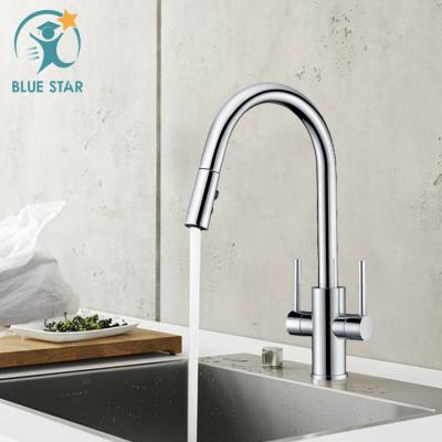 China Pull Out Spray Hot And Cold Water Flexible Hose For Kitchen Faucet Kitchen Sink Type 304 Stainless Steel With Pull Out Spout Black Color Sale for sale