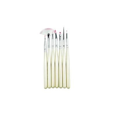 China Custom Hot Sale Wooden Handle Nail Art Brush Nylon Nail Art Brush Set 7pcs Logo Hair Nylon Nail Art Brush Set for sale