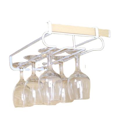 China Wholesale Viable European Style Iron Wine Glass Wine Rack Round Double Row Hanging Wine Glass Organizer for sale